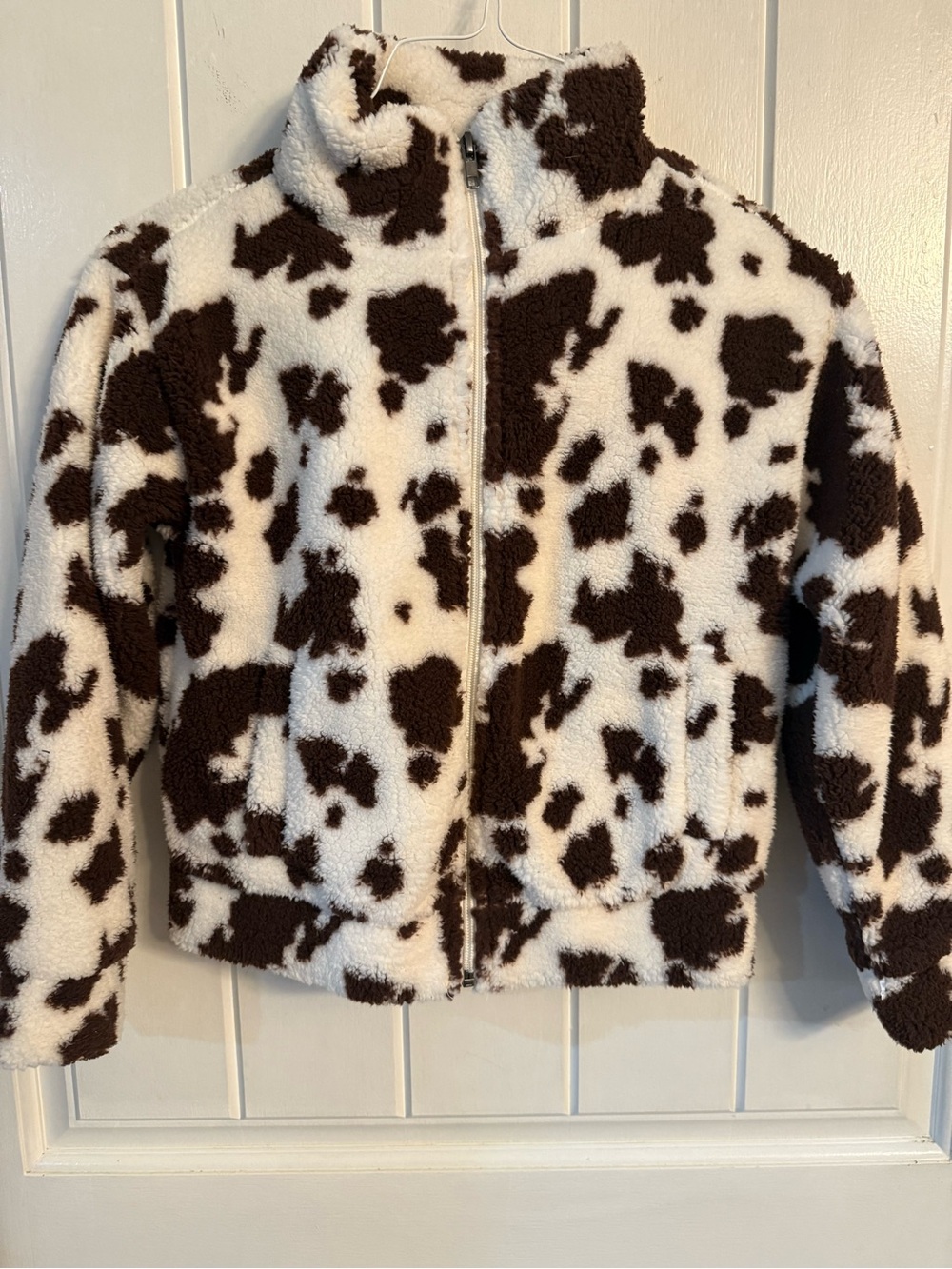RSQ Kids Faux-Sherpa Cow Print Zip Jacket - Brown & White